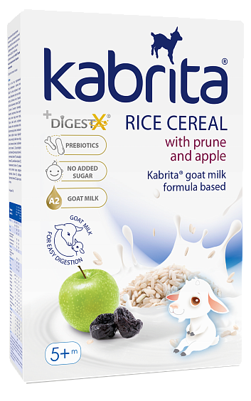 Kabrita® piimasegu sisaldav riisipuder kuivatatud ploomi ja õunaga